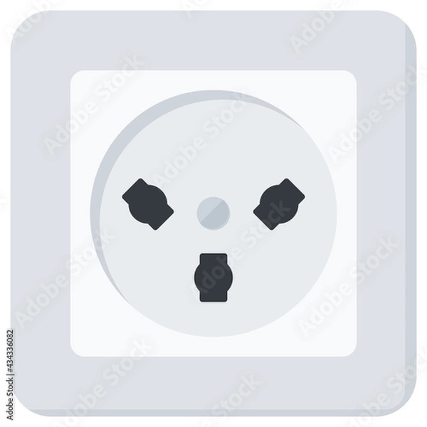 Fototapeta White Flat Wall Socket Vector Illustration Icon, Type H