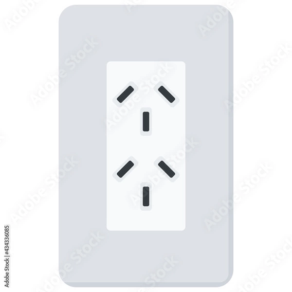 Fototapeta White Flat Wall Socket Vector Illustration Icon, Type I