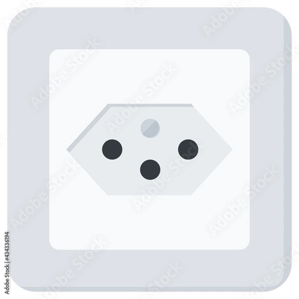 Obraz White Flat Wall Socket Vector Illustration Icon