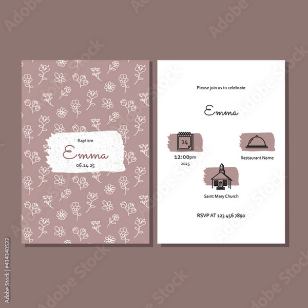 Obraz  Pink invitation for christening