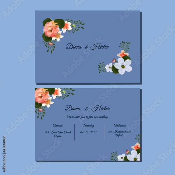 Obraz Elegant floral wedding invitation in watercolor