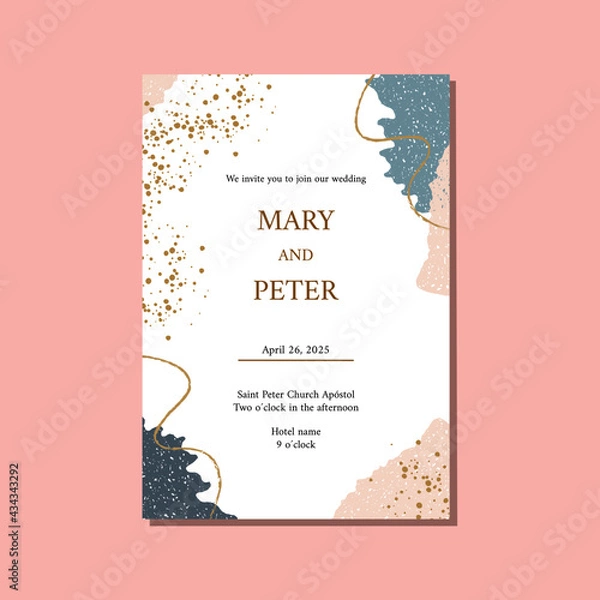 Obraz Elegant floral wedding invitation with textures