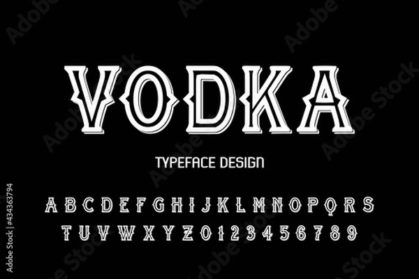 Fototapeta classic lettering, alphabet font, gray and white style background, typeface vector design