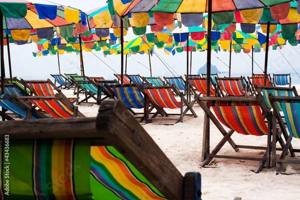 Fototapeta colorful umbrellas at beach