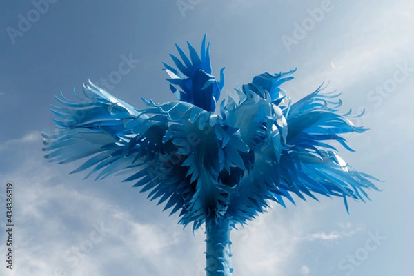 Obraz Blue palm tree against the sky. Summer scenery for the beach. Summer concept