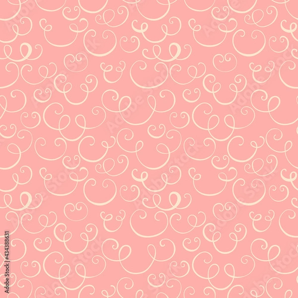 Obraz Pink seamless pattern with scrolls and swirls