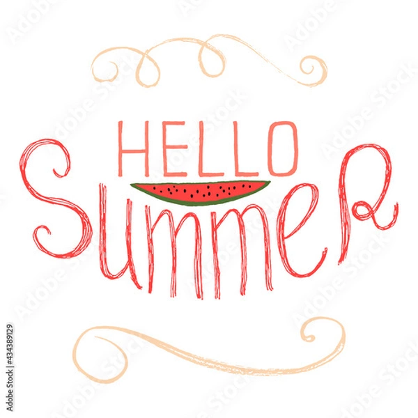 Obraz 'Hello Summer' lettering with watermelon