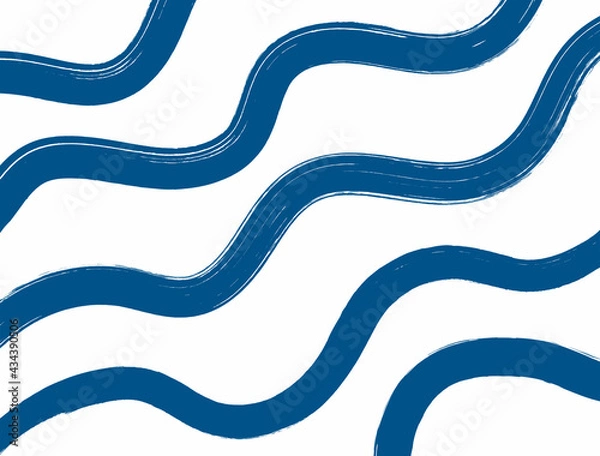 Fototapeta Rectangular background with wavy lines drawn by hand with a rough brush. Grunge, watercolor, paint. Simple vector illustration.