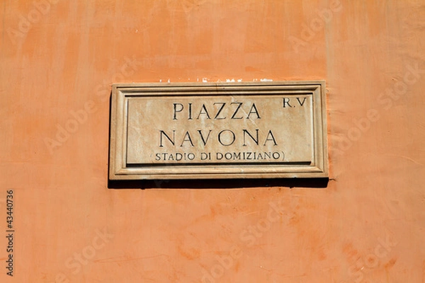 Fototapeta Piazza Navona, stadio di Domiziano - targa