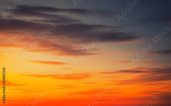 Obraz Beautiful fiery orange sunset sky as background