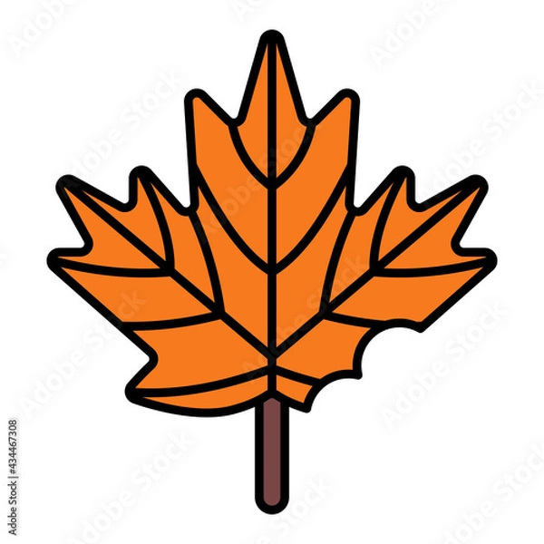 Fototapeta fall maple leaf in autumn using soft color and filled line style