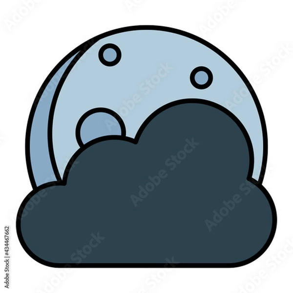 Fototapeta moon with cloud using soft color and filled line style