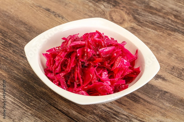 Fototapeta Marinated red cabbage in the bowl