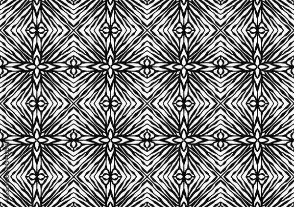 Obraz Abstract tile with folk style ornaments for coloring on a white background, seamless pattern, vector