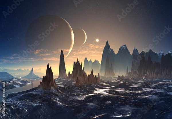 Obraz Alien Planet z księżycami