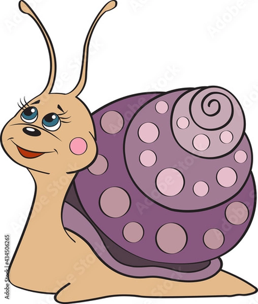 Obraz Cartoon Illustration of Funny snail. Cute and funny cartoon characters.