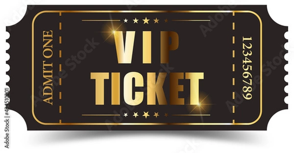 Fototapeta Realistic golden vip ticket