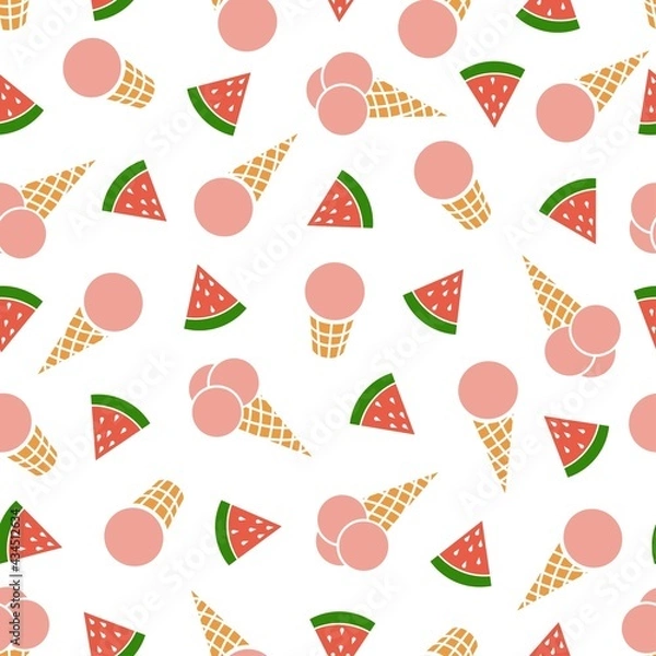Obraz Watermelon ice cream. Seamless pattern. Silhouette.