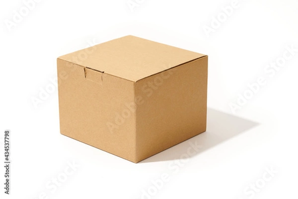 Obraz Close-up cardboard box isolated on white background