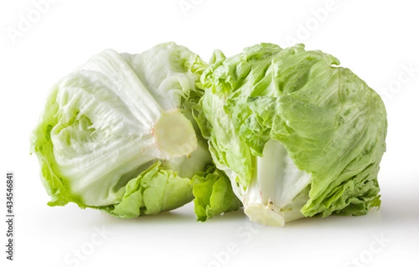 Fototapeta Fresh iceberg letuce isolated on white background with clipping path