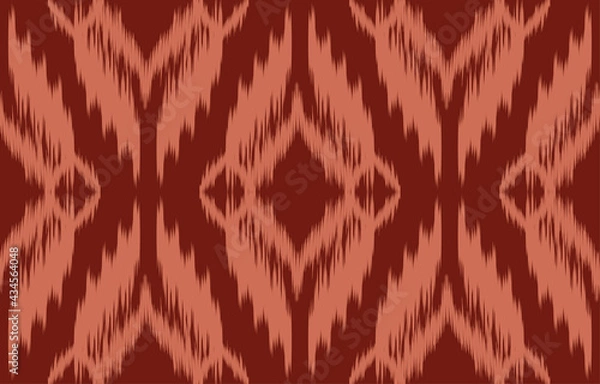Fototapeta ikat fabric red and white  seamless pattern background,