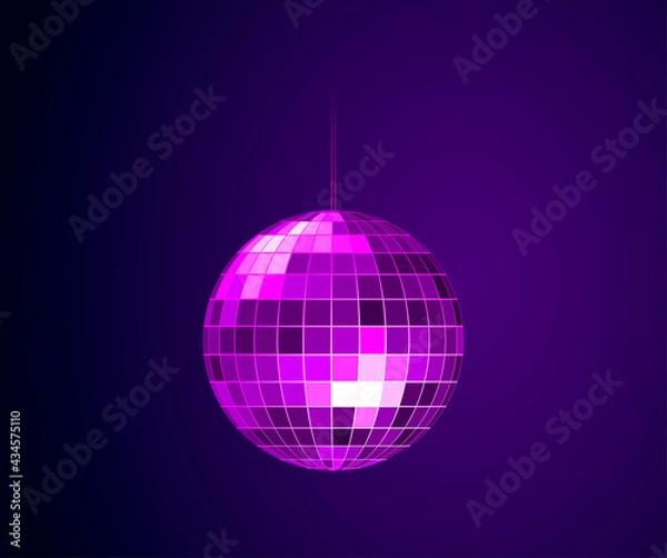 Obraz Vector mirror disco ball. nightclub object, nightlife and bright and party. vector illustration