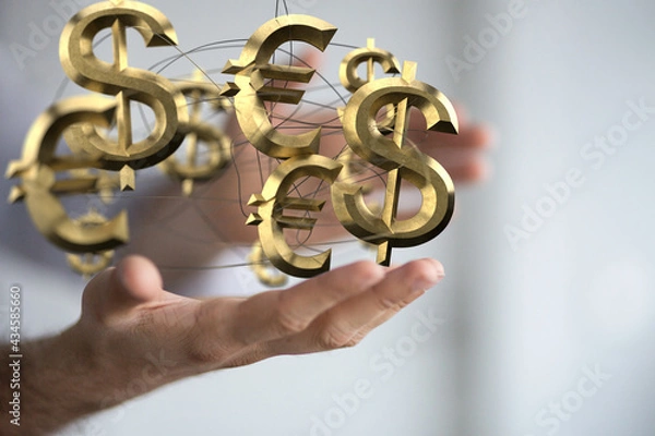 Fototapeta Price with currency symbols. Business concept.