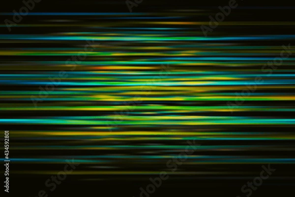 Fototapeta Blue fantastic camera movement. Abstract graphical motion blur background. Horizontal lines and strips 3D illustration