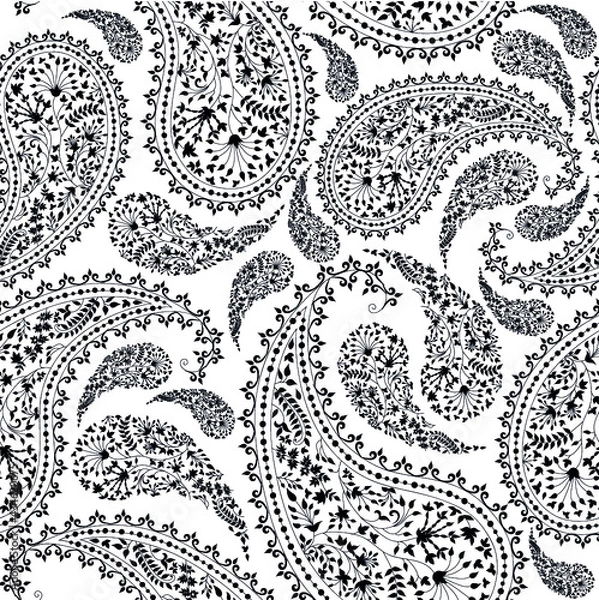 Obraz black and white seamless Paisly pattern