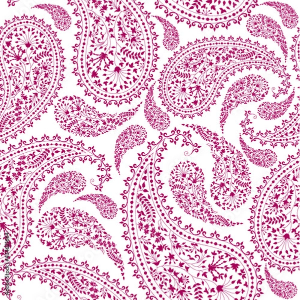 Obraz seamless red and white pattern with paisley