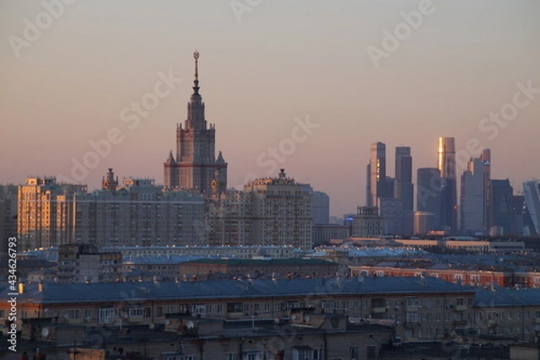 Obraz sunset: moscow state University