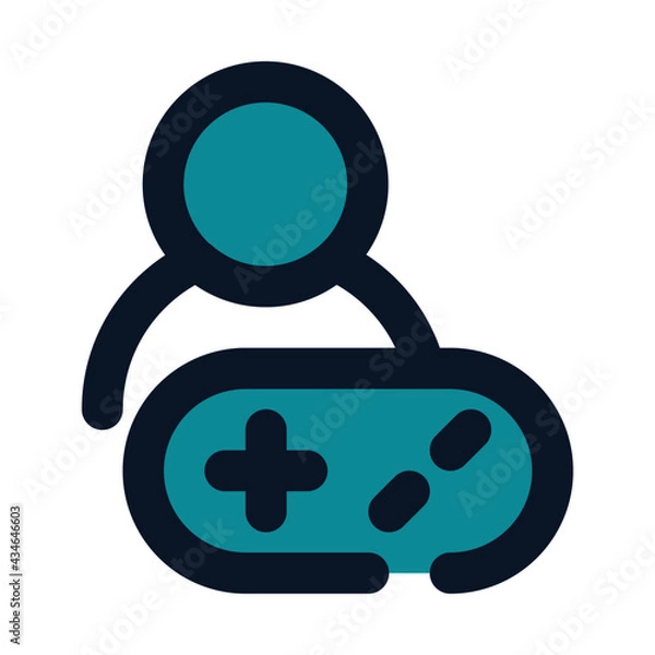 Fototapeta icon play together using filled line style and blue color