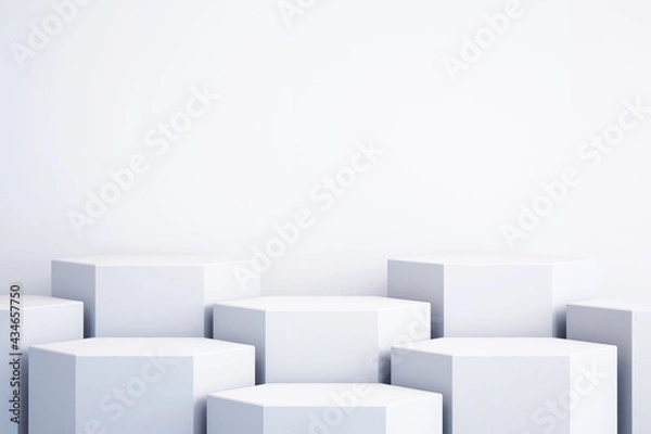 Obraz 3d background for mock up podium for product presentation, white background, 3d rendering