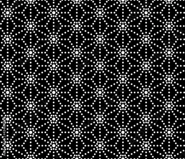 Obraz ドットで表現した麻の葉文様のシームレス・パターンイラスト
