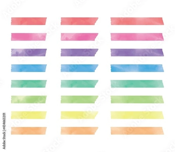 Fototapeta パステルカラーのマスキングテープ　水彩風