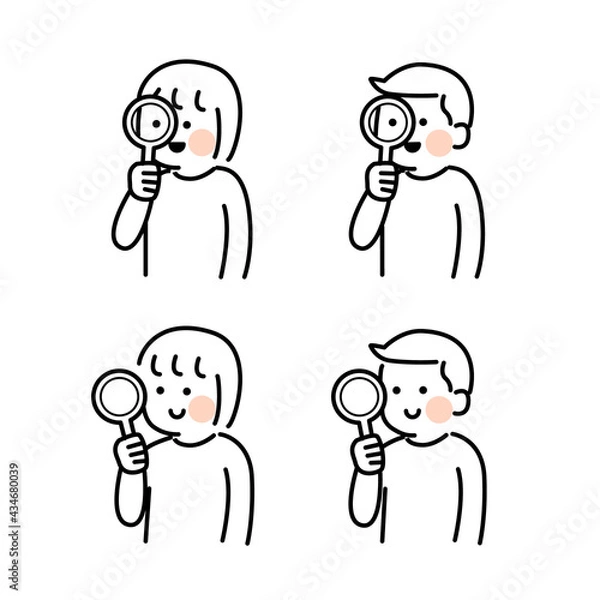 Obraz 虫眼鏡を使うこどもたちイラスト素材