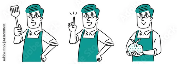 Obraz エプロン姿の男性のイラスト素材