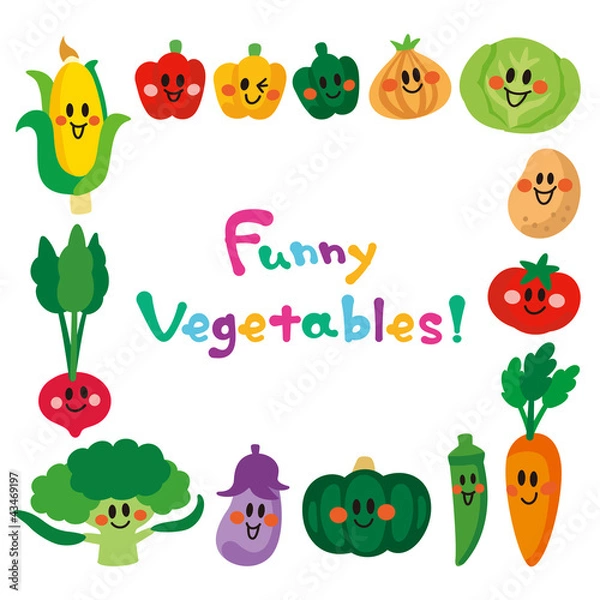 Obraz 笑顔の野菜たち　フレーム