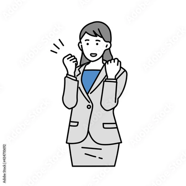 Fototapeta 女性ビジネスパーソン　ガッツポーズ