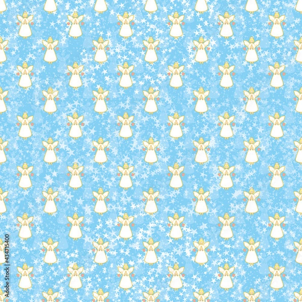 Obraz Angels in starry sky seamless pattern 2.	