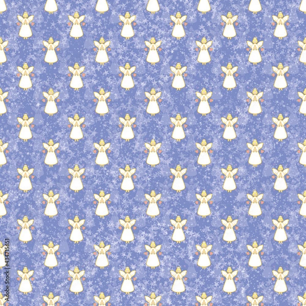 Obraz Angels on starry background  seamless pattern 2.