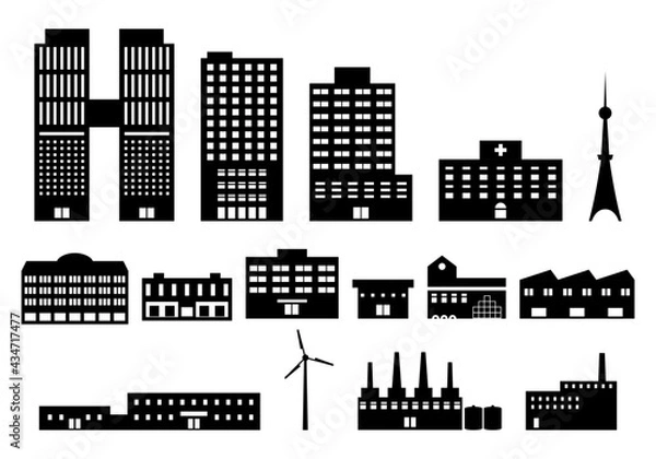 Obraz 建物のシルエットセット