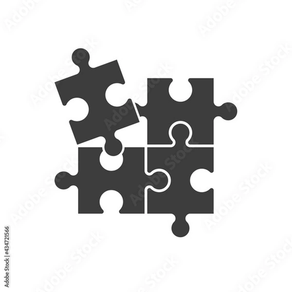 Obraz Simple puzzle four piece business presentation. Circle puzzle outline infograph. 4 Step contour process diagram. Section line compare puzzle banner.