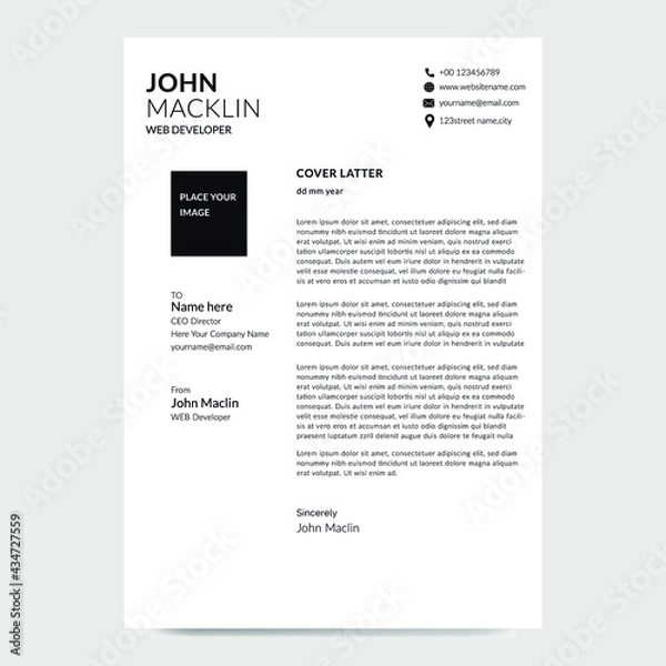 Obraz Modern Resume cover Design