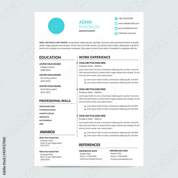 Obraz Clean Creative Resume Design 