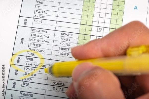 Fototapeta 健康診断、血糖値が気になる