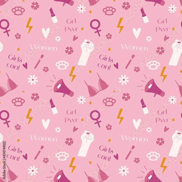 Obraz Feminism seamless pink pattern