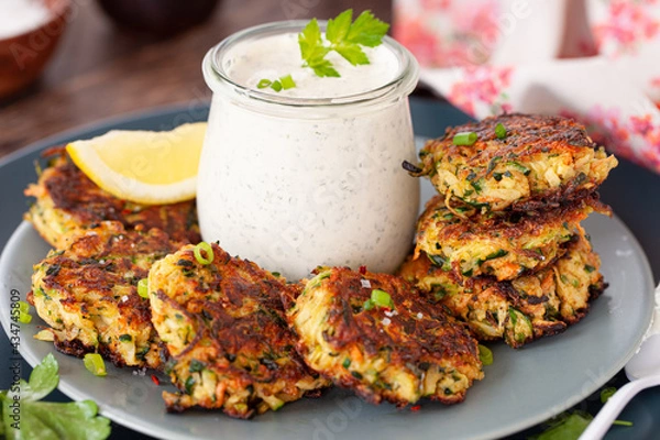 Obraz Herzhafte Gemuesebratlinge mit Zucchini