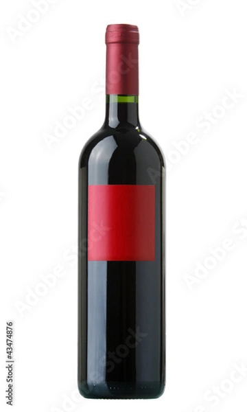 Obraz red vine bottle with red label