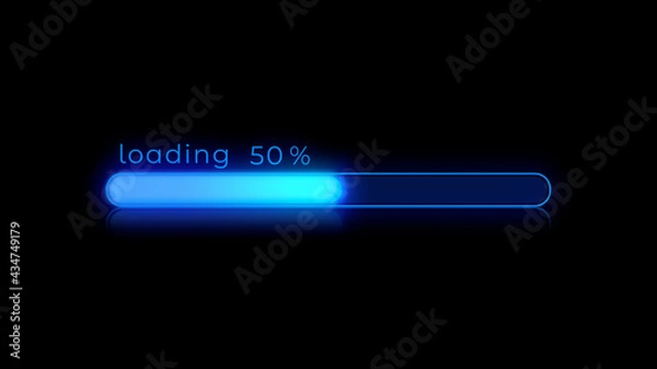 Fototapeta 50% Futuristic progress loading bar on Black Background